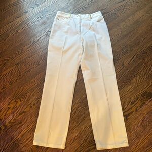 St. John Sport white twill gold hardware 5-pocket style denim straight leg jeans
